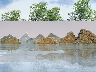 Modern rockery stone landscape stone rubble strip stone 3d model