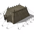 Traditional Canvas Tent With Wooden Poles And Rope Ties For Outdoor Camping