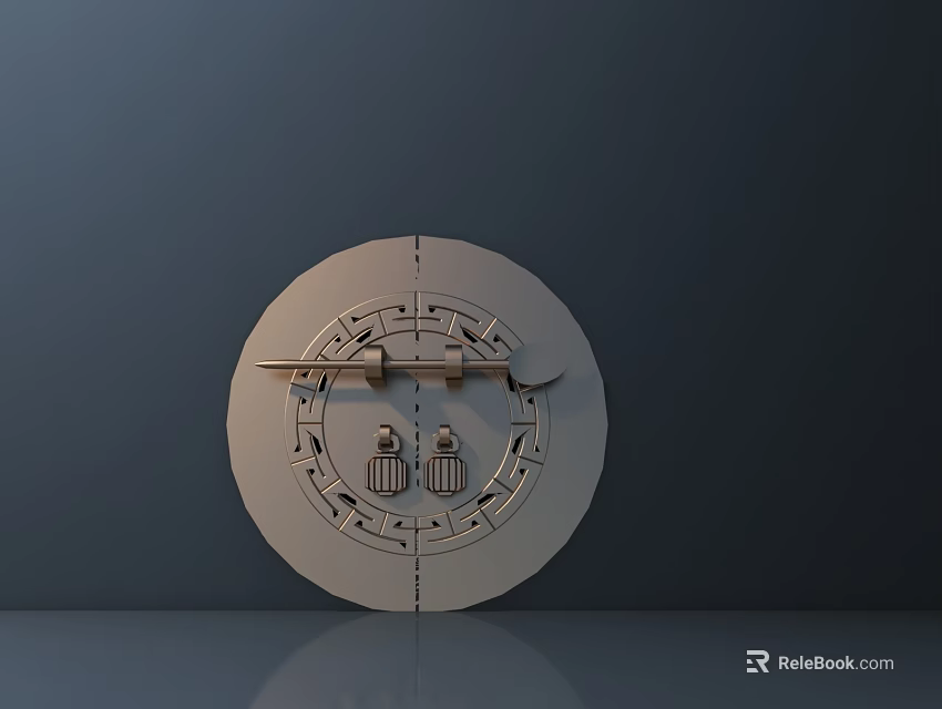 Elegant Modern Door Handle With Circular Design And Intricate Decorative Patterns 3d model