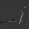 Medieval Weapon Set Including Sword And Knives With Wooden Handles Metal Blades And Sheath