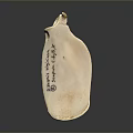 White Irregular Shaped Vessel With Black Characters And Seal Mark 3d model