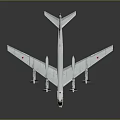Military Airplane with Four Propeller Engines Red Star Symbols on Wings and White Body