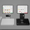 White And Black POS Terminals With Touch Screen Display And Wireless Payment System 3d model