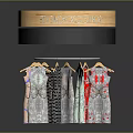 Clothing Hangers With Various Dresses Hanging On Round 3D STOCK SHOP Display Stand