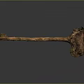 Rustic Artisanal Hand Tool with Wooden Handle and Stone Head Design