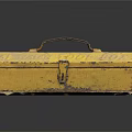 Vintage Yellow Metal Toolbox With Rustic Handle And Latch On Dark Surface 3d model