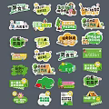 Vibrant Green Themed Wall Decor Stickers with Diverse Playful Scenes for Kids