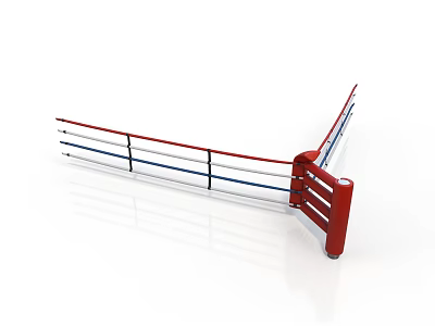 Boxing Ring Structure With Red Corner Post And White Blue Red Ropes 3d model