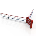 Boxing Ring Structure With Red Corner Post And White Blue Red Ropes