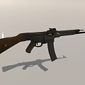 Classic Assault Rifle With Wooden Stock And Black Metal Body Design