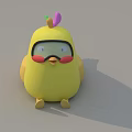 Yellow Cartoon Bird Character With Green Pink Pencil Decoration And Goggles