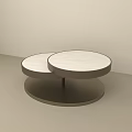 Modern Minimalist Coffee Table With Two Round Light Wood Tops And Dark Base