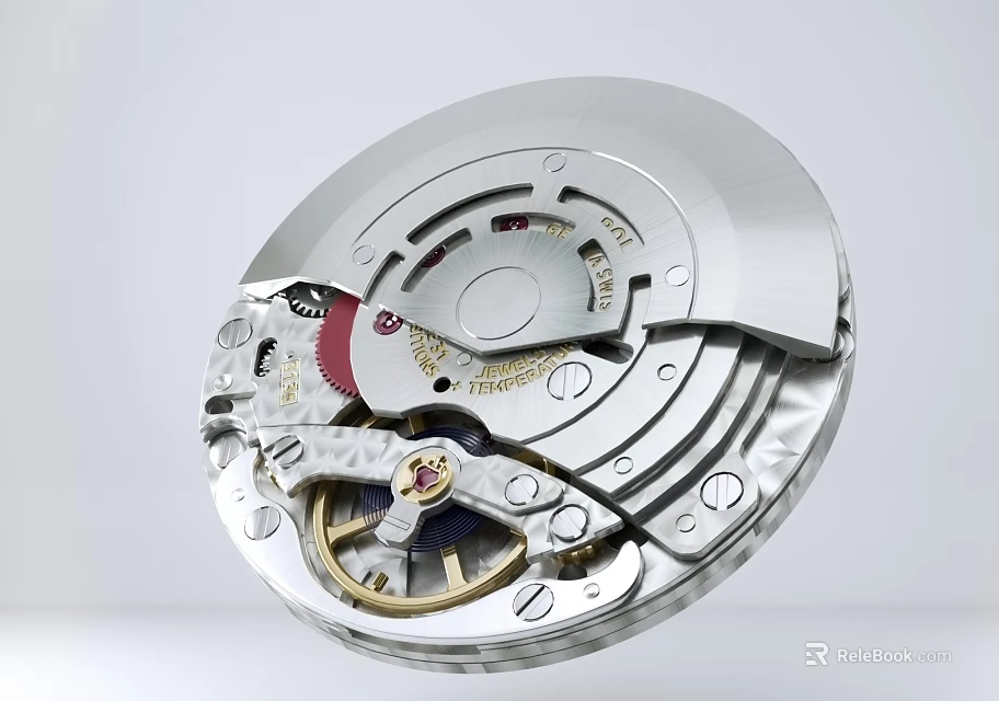 Detailed View Of Intricate Mechanical Watch Movement With Shiny Metal Gears And Components 3d model 
