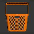 Orange Plastic Shopping Basket With Perforated Design And Convenient Handle For Daily Necessities