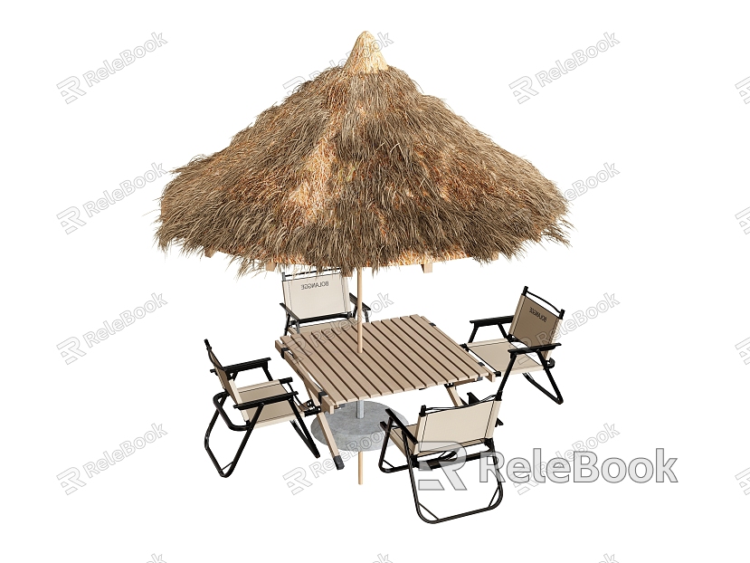 Outdoor Table and Chair Outdoor Chair Fisherman's Chair Dining Table Sunshade Thatch Parasol model