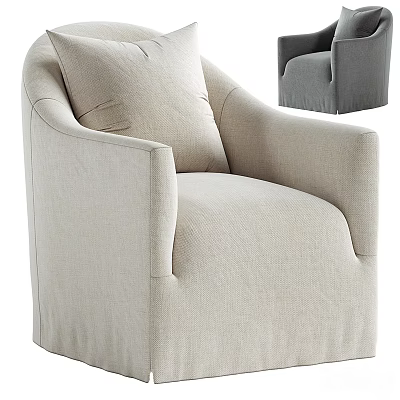 Comfortable Upholstered Accent Chair with Armrests and Cushion Beige and Gray Options for Living Room 3d model