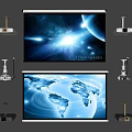 Modern Projector Projection Curtain Projector Combination 3d model