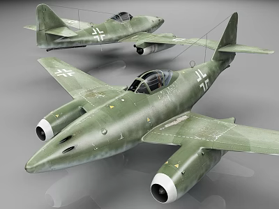 Green WWII Era Aircraft Models With Cross Insignia And Detailed Design 3d model