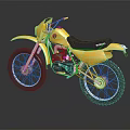Yellow Suzuki Off Road Motorcycle With Black Seat And Reflective Surface