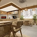 Traditional Chinese Style Milk Tea Shop With Healthy Poetic Tea Drinks And Cozy Interior 3d model