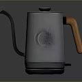 Stylish Electric Kettle With Silver Metal Body Wooden Handle And Long Spout Design