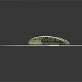 Modern Curved Light Green Pergola Featuring Intricate Honeycomb Structure On Reflective Circular Platform