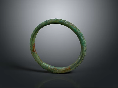 Green Textured Bracelet With Vintage Design And Jade Like Material For Fashion Accessories 3d model