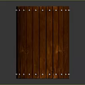 Wooden Cylindrical Trash Can With Vertical Slats And Metal Rivets Black Top