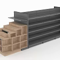 Modern Display Shelves With Multi Tiered Design And Wooden Gray Finish For Retail Store