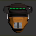 Futuristic Orange Dark Brown Computer Peripheral With Green Indicator Lights and Metallic Components 3d model