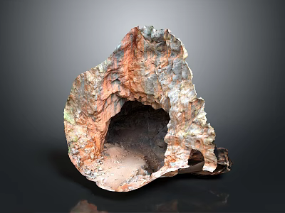 Natural Rock Formation Featuring Textured Surface And Hollow Center With Earthy Color Patterns 3d model