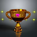 Elegant Golden Household Trophy With Pink Gem And Star Accents