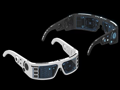 Futuristic Smart Glasses With Digital Displays Control Buttons And Modern Design 3d model