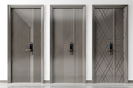 Modern swing door entry door password door lock 3d model