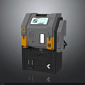 Industrial Machine With Gray Yellow Exterior Digital Display Control Buttons And Bottom Compartment
