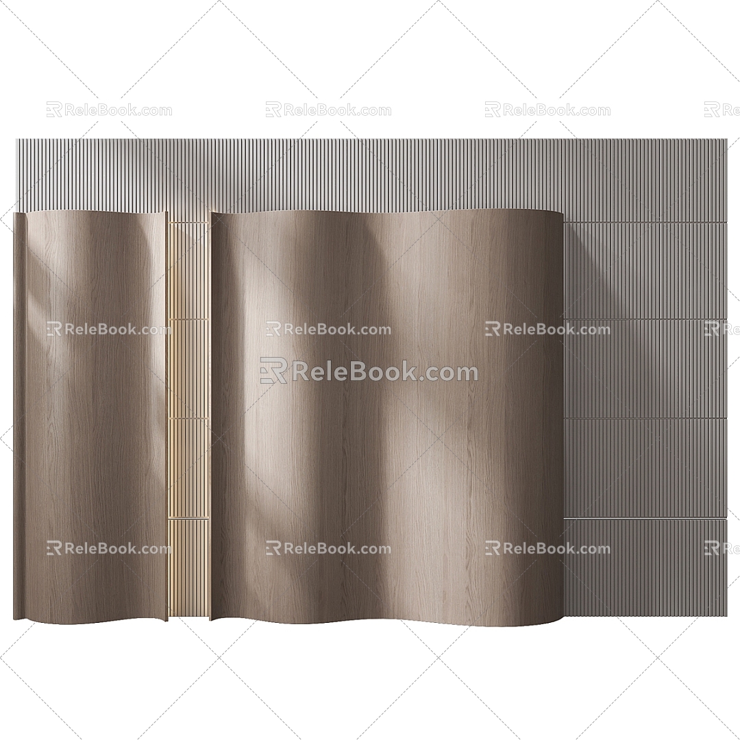 Front desk background wall solid wood clapboard image wall solid wood partition 3d model