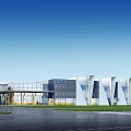 Aerial View Planning Of Modern Building Complex With High Rise Low Rise Structures And Green Lawn