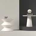Modern White Side Tables Featuring Stacked Design Cylindrical Base And Decorative Sphere Books 3d model