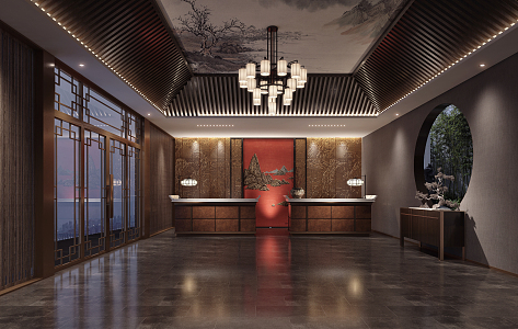 New Chinese Hall Hotel Lobby Corridor 3d model