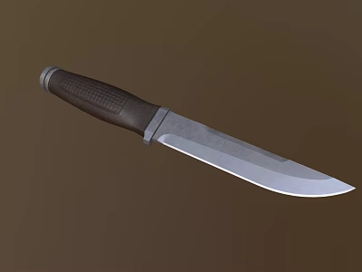 Weapon Knife With Black Textured Handle And Sharp Metal Blade 3d model