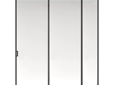 Modern Glass Sliding Door With Black Metal Frame For Interior Partition Design 3d model