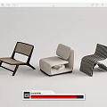Modern Accent Chairs With Striped Patterns Wooden Frames And Upholstered Seats 3d model