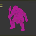 Prehistoric Caveman Character With Spear Ragged Clothing And Muscular Build