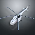 Modern White Detailed Helicopter Side View With Large Rotors Cockpit And Shiny Surface
