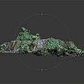 Rustic Wood Stone Landscape Decoration Featuring Tree Stump And Green Plants