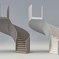 Modern Spiral Staircase Design With Gray And White Sleek Curved Structure
