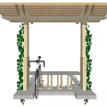 Wooden Pergola With Slat Roof And Climbing Vines For Bicycle Parking