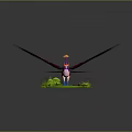 Game and Movie Mythical Bird Character with Colorful Feathers Vibrant Wings on Green Platform