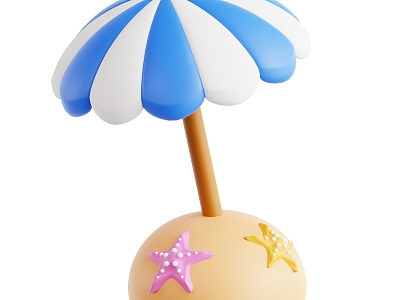 Modern Beach Starfish Sun Umbrella Cartoon Beach 3d model