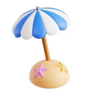 Modern Beach Starfish Sun Umbrella Cartoon Beach 3d model